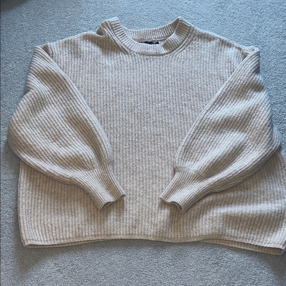 ASOS CURVE Cozy Ribbed Cream Crewneck Sweater
